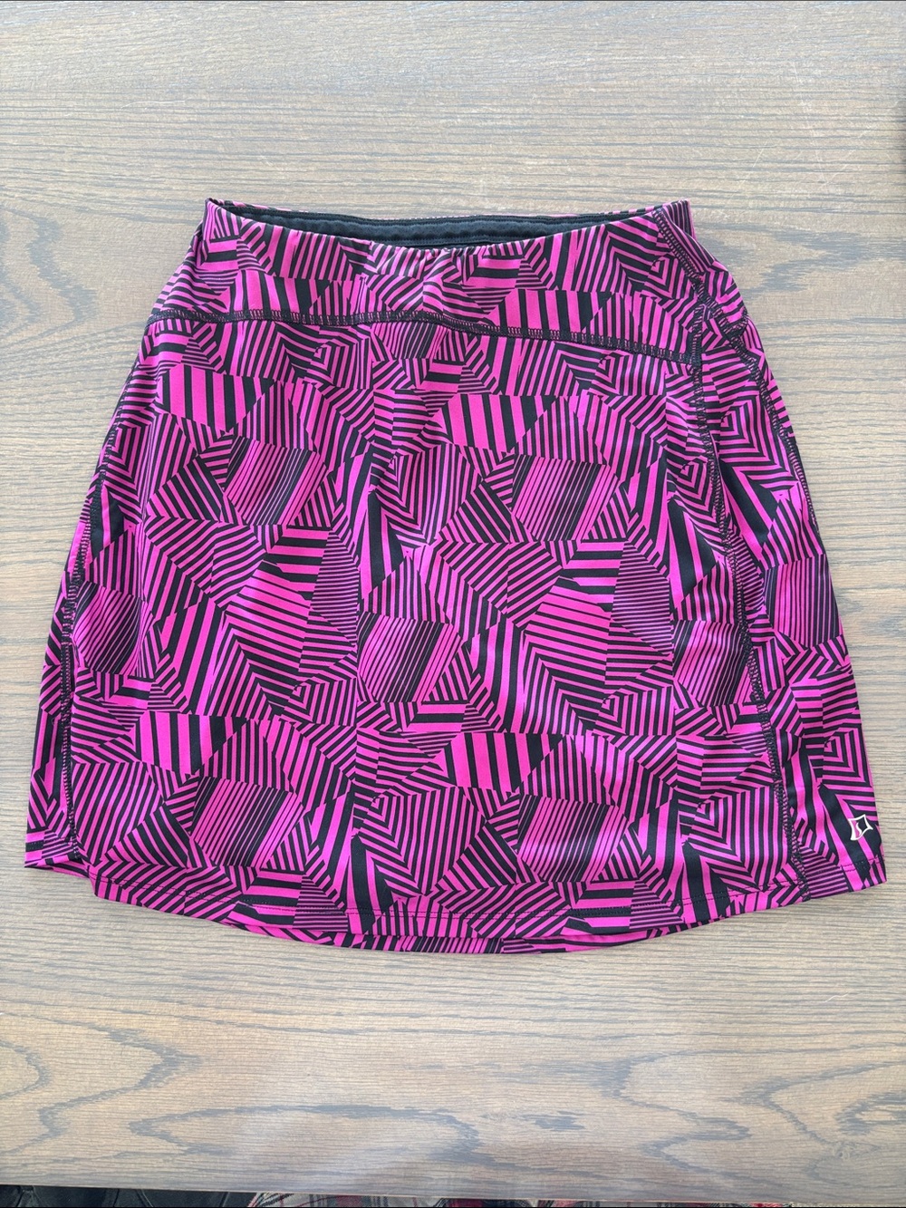 Pink Geo-Print Active Mini Golf Skirt with Built-In Shorts